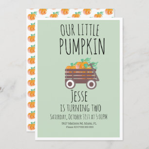 Invitation Aquarelle Wagon moderne Little Halloween Citrouill