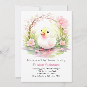Invitation Aquarelle Whimsical Baby shower de fille de canard