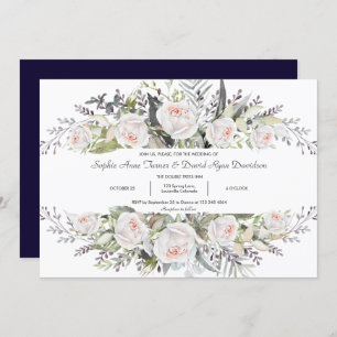 Invitation Aquarelle Whimsical Fleurs blanches Mariage de cad
