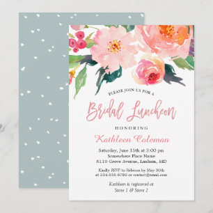Invitation Aquarelle Whimsical Floral Moderne Déjeuner nuptia