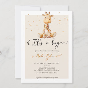 Invitation Aquarelle Whimsical Giraffe Baby shower de peluche