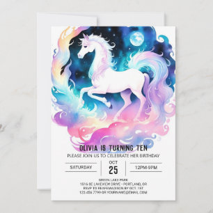 Invitation Aquarelle Whimsical Horse Anniversaire