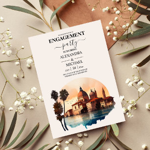 Invitation Aquarelle Whimsical Italien Desitnation Engagemen