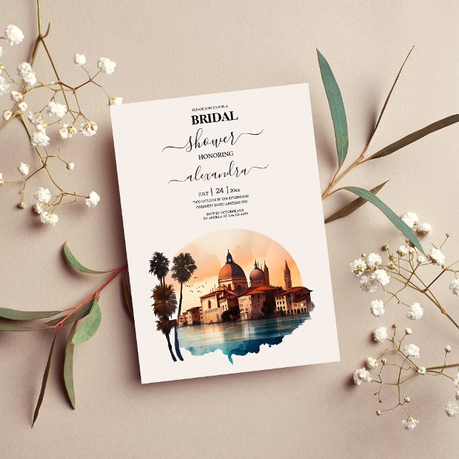 Invitation Aquarelle Whimsical Italien Destination Bridal (Créateur téléchargé)