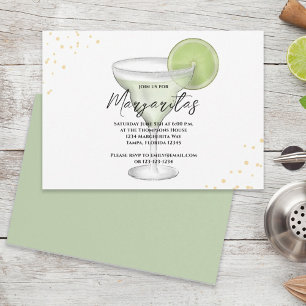 Invitation Aquarelle Whimsical Margarita Lime Calligraphie