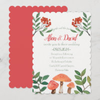 Aquarelle Whimsical Mariage de champignon rouge