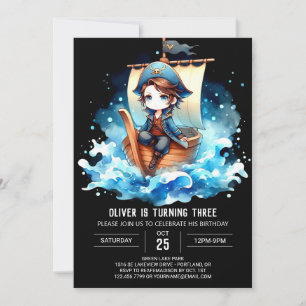 Invitation Aquarelle Whimsical Pirate Anniversaire