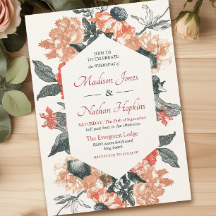 Invitation Aquarelle Whimsical vintage Mariage Floral
