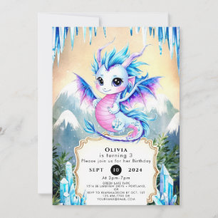 Invitation Aquarelle Whimsy Dragon Anniversaire
