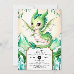 Invitation Aquarelle Whimsy Dragon Anniversaire