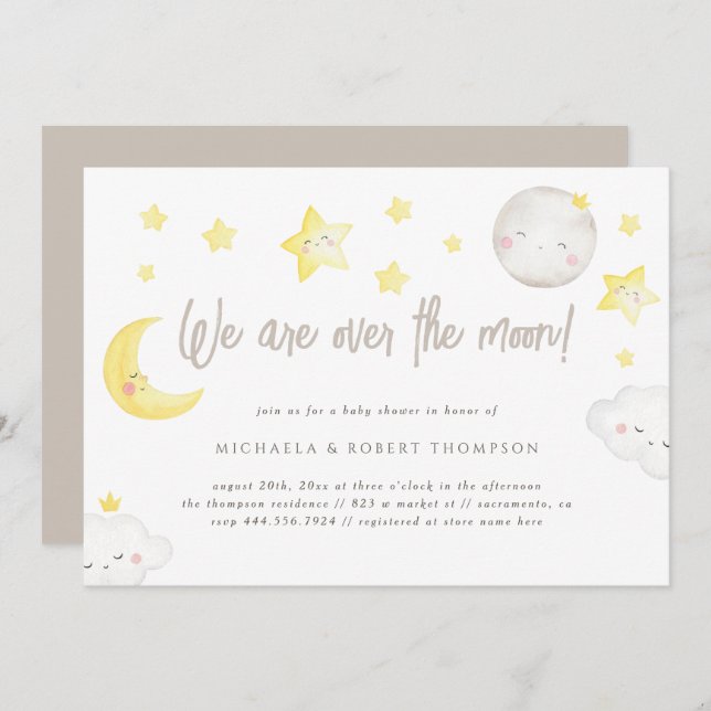 Invitation Aquarelle Whimsy Nous Sommes Sur Le Baby shower Lu (Devant / Derrière)