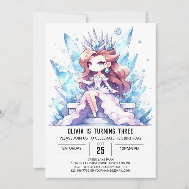 Invitation Aquarelle Whimsy Princesse Anniversaire (Devant)