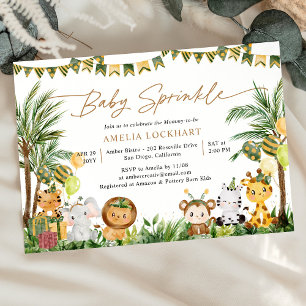 Invitation Aquarelle Wild Jungle Safari Bébé Sprinkel