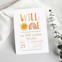 Aquarelle Wild One 1er anniversaire Rainbow et Sun