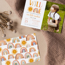 Aquarelle Wild One 1er anniversaire Rainbow et Sun