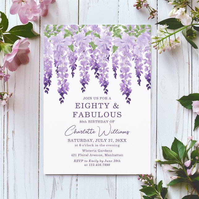 Invitation Aquarelle Wisteria 8 et fabuleux Floral Chic (Créateur téléchargé)