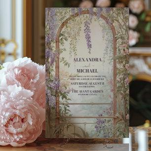 Invitation Aquarelle Wisteria Purple Lilac Mariage Floral
