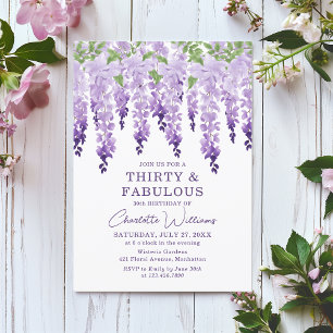 Invitation Aquarelle Wisteria Trente et fabuleux Floral Chic