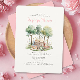 Invitation Aquarelle Woodland Forest Livres Baby Girl Douche