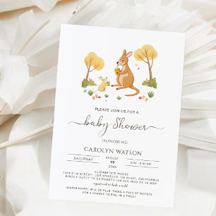 Invitation Aquarelle Woodland Honey Kangaroo Baby shower