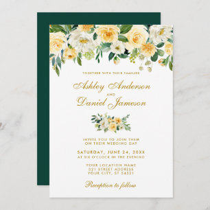 Invitation Aquarelle Yellow Gold Hunter Mariage vert