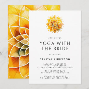 Invitation Aquarelle Yellow Mandala Yoga avec la mariée
