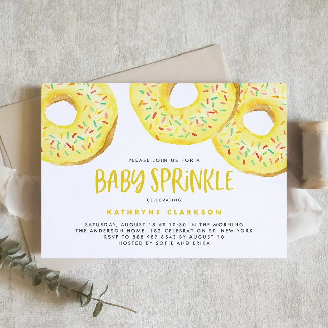 Invitation Aquarelle Yellow Sprinkle Donuts Baby Sprinkl (Créateur téléchargé)