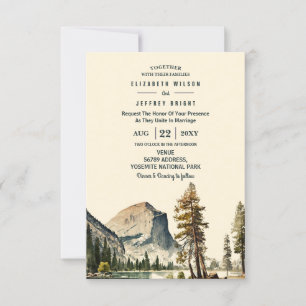 Invitation Aquarelle Yosemite Parc National Mariage Ca US