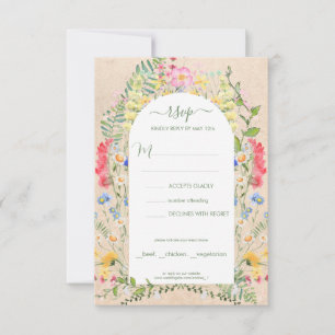 Invitation Aquarelles Fleurs sauvages rustiques RSVP