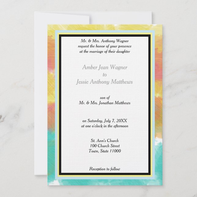 Invitation Aquarelles Géométriques Modernes Mariage Cadre (Devant)