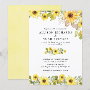 Invitation Aquarelles mariage de tournesol