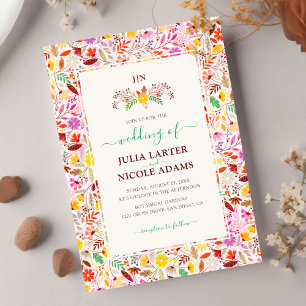 Invitation Aquarelles Vibrantes Fleurs de Tulipe d'Été Mariag