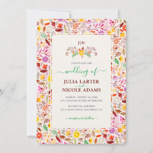 Invitation Aquarelles Vibrantes Fleurs de Tulipe d'Été Mariag