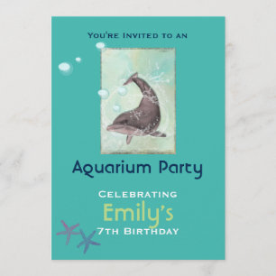 Invitation Aquarium Dolphon Theme Anniversaire