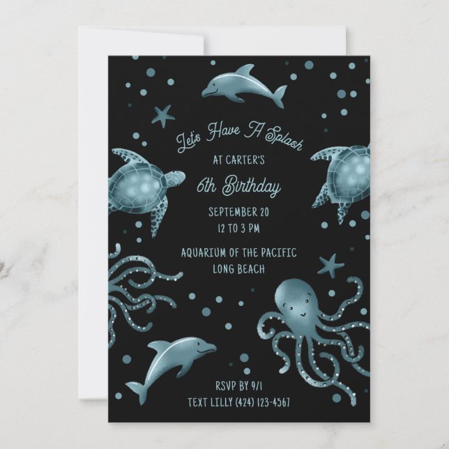 Invitation Aquarium Sea Life Enfants Ocean Birday Party (Devant)