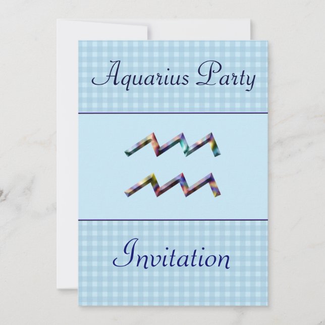 Invitation Aquarius Zodiac Anniversaire Fête Invitation/Bleu (Devant)