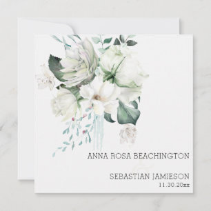Invitation *~* AR15 - Bouquets floraux blancs - Mariage RSVP