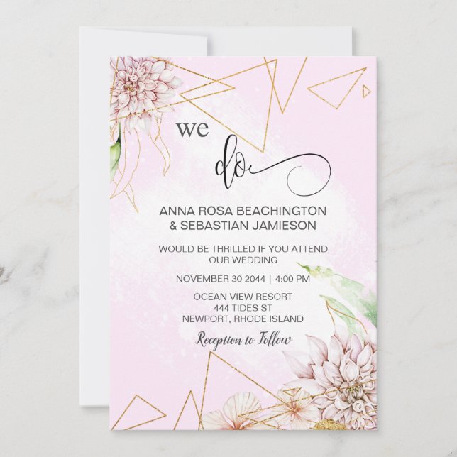 Invitation *~* AR15 Floral NOUS FAISONS Géométrique RSVP QR M (Devant)