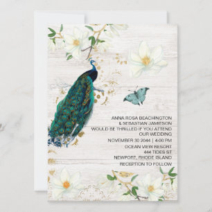 Invitation *~* AR24 Vintage RSVP QR Victorian Peacock Mariage