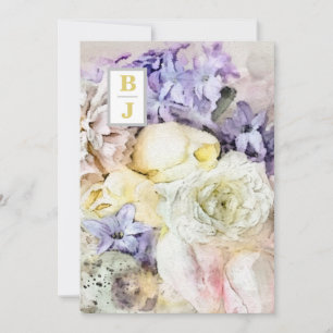 Invitation *~ AR26 Bouquet Initiales Pays RSVP QR Mariage