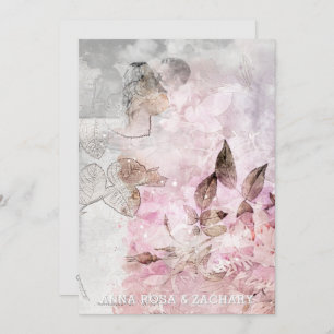Invitation *~* AR26 Dusty Rose QR Vintage RSVP Mariage PHOTO