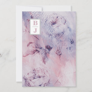 Invitation *~ AR26 Initiales Bouquet RSVP Mariage QR Vintage