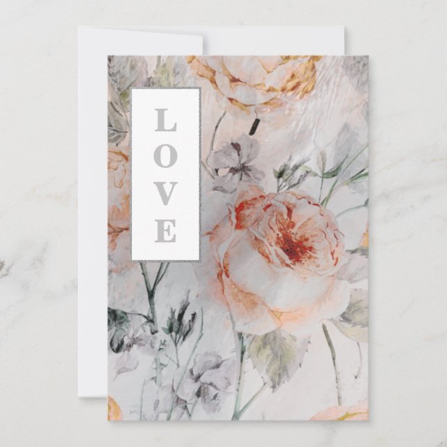 Invitation *~ AR26 Romance Flower QR RSVP Mariage victorien (Devant)