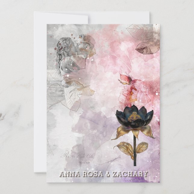 Invitation *~* AR26 Rose 30 QR Victorian RSVP Mariage PHOTO (Devant)