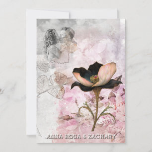 Invitation *~* AR26 Rose 4 QR Victorian RSVP Mariage PHOTO