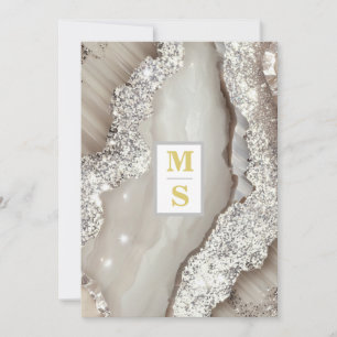 Invitation *~ AR66 RSVP IVORY Silver QR Initiales Mariage