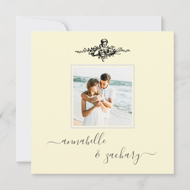 Invitation * AR6 Cercles Cherub QR PHOTO RSVP Mariage (Devant)