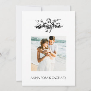 Invitation *~* AR6 Victorian QR PHOTO RSVP Mariage Cherub