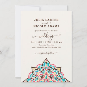 Invitation Arabe Art Nouveau Floral Arc Mandala Mariage