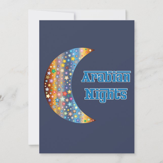 Invitation Arabe Nights Crescent Moon Star Design (Devant)
